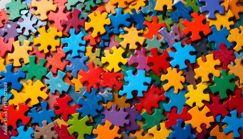 Colorful Puzzle Pieces Background Teamwork Problem Solving Solution Strategy Jigsaw Connection Game Play Fun Challenge Education Learning