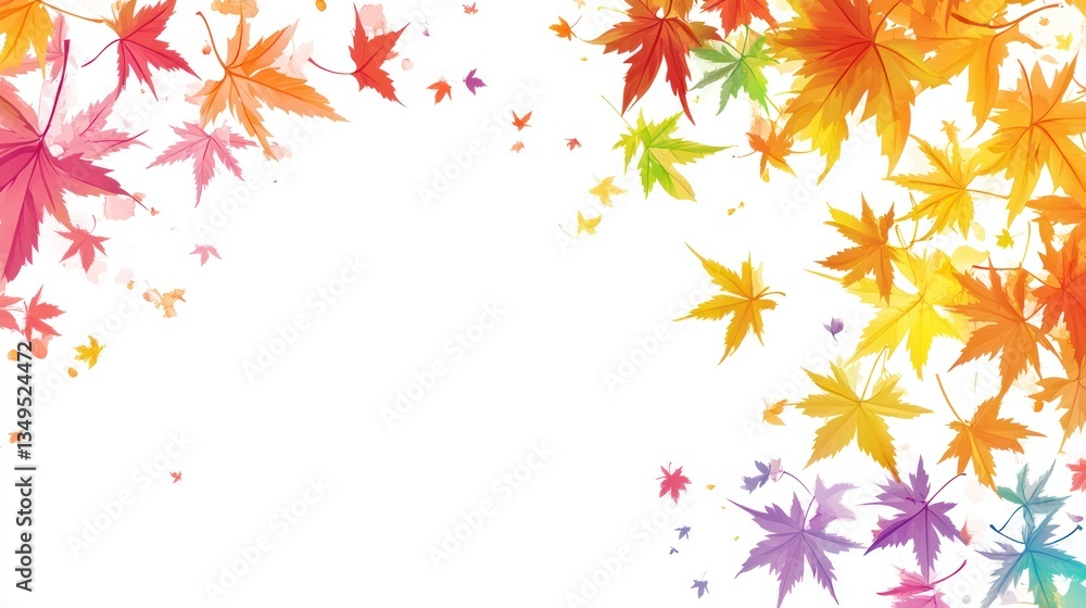 Colorful autumn leaves background, vibrant fall foliage, artistic graphic design, for fall season, autumnal, and nature Colorful autumn leaves background, vibrant fall foliage, artistic graphic design, for fall season, autumnal, and nature