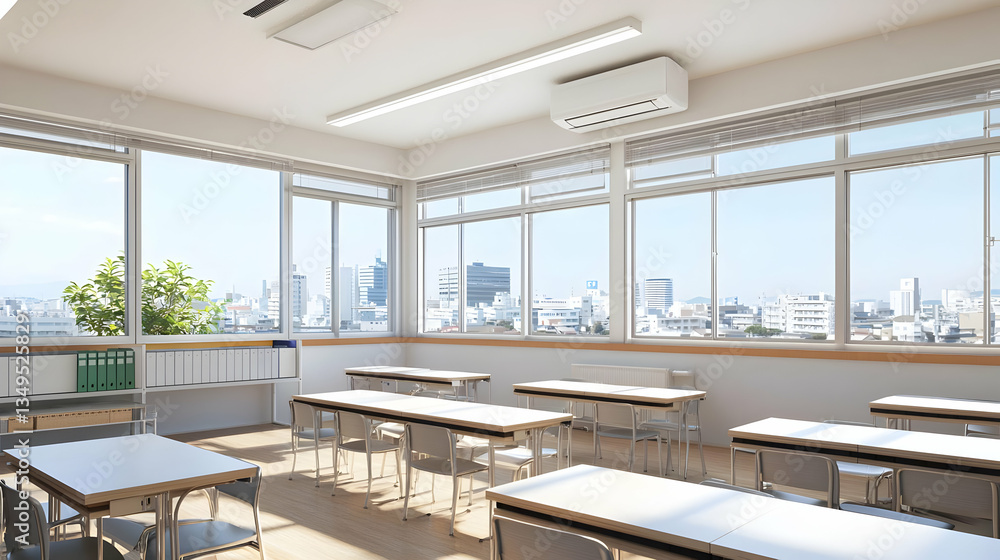 Bright Modern Classroom With City View