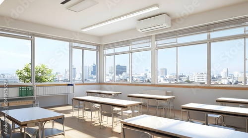 Obraz na płótnie Bright Modern Classroom With City View w salonie