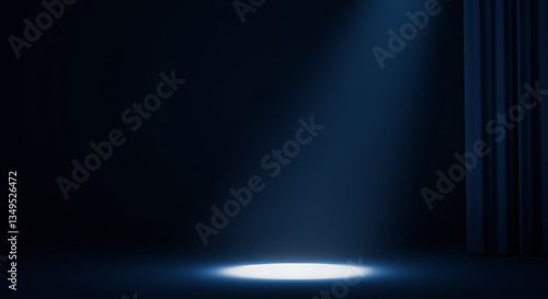 Empty Stage with Spotlight in Dark Room – Dramatic Lighting Concept
