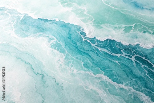 Abstract turquoise, blue, and green watercolor texture background on white paper. Isolated watercolor. Design element for products and print.