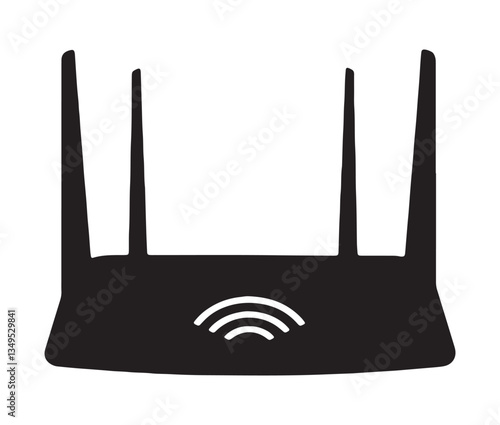 Wireless Router On White Background. Minimalist WiFi Router Icon – Perfect for Tech Designs.
