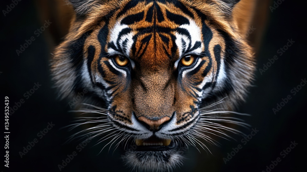 Fototapeta premium Majestic Tiger Close-Up: A Powerful Portrait of Wildlife