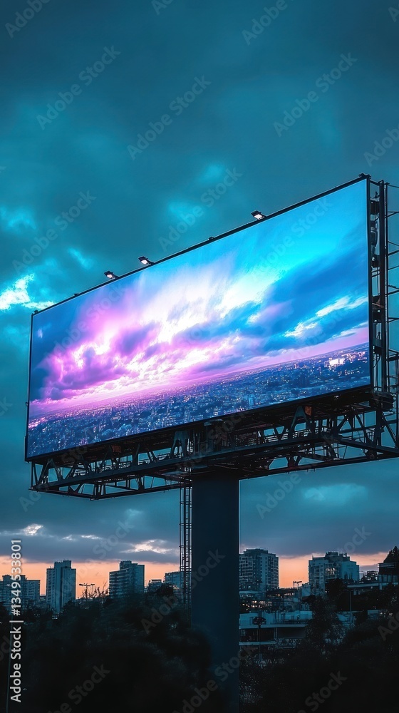 Obraz premium A large advertising billboard displays a colorful sky scene