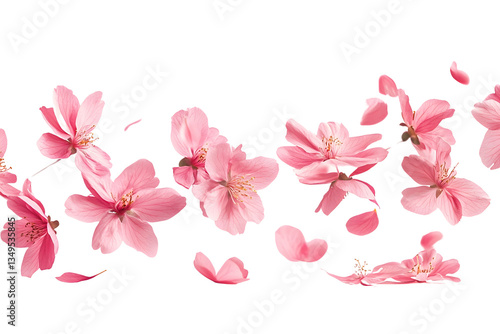 Soft Pink Cherry Blossom Petals Floating in Gentle Breeze