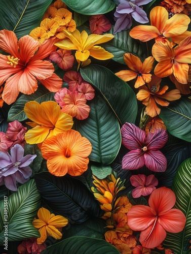 Wallpaper Mural A vibrant floral arrangement features various colorful flowers and leafy greens Torontodigital.ca