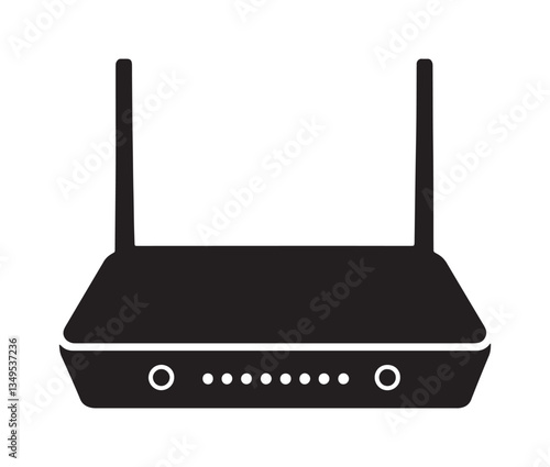 Wireless Router On White Background. Minimalist WiFi Router Icon – Perfect for Tech Designs.