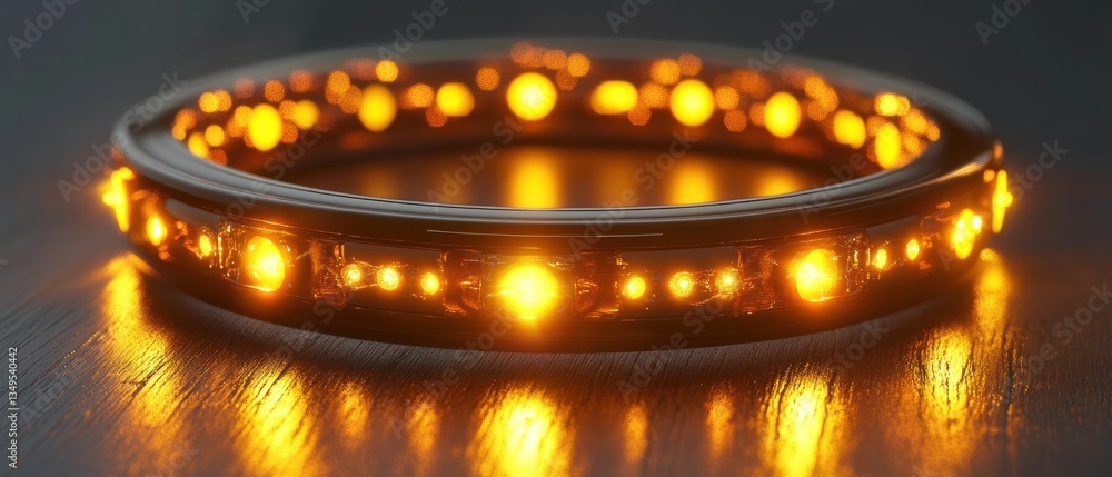 A close up view of an illuminated circular ring A close up view of an illuminated circular ring
