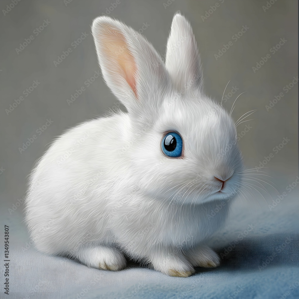 Adorable White Bunny with Striking Blue Eyes Adorable White Bunny with Striking Blue Eyes