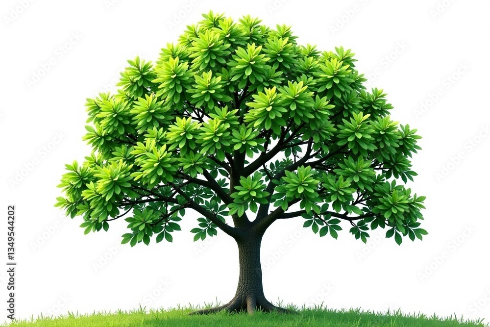 Fototapeta premium Isolated branches of deciduous tree against white background, forest, greenery, bare