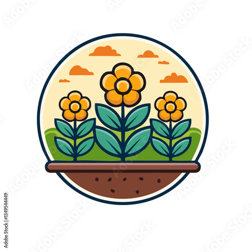 Obraz na płótnie colorful flowers in a bed in the spring vector icon design w salonie