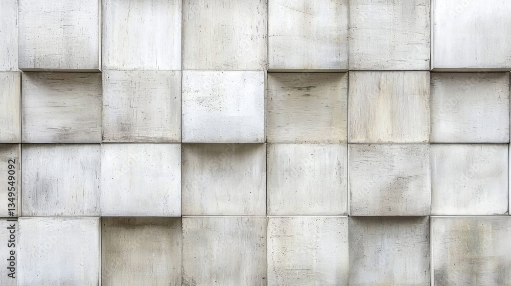 Fototapeta premium Abstract textured concrete wall panels, architectural facade, daylight, urban setting