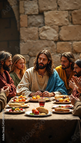 Obraz na płótnie The Last Supper - Isolated on Transparent Background for Marketing, Educational Materials, and Religious Promotions w salonie