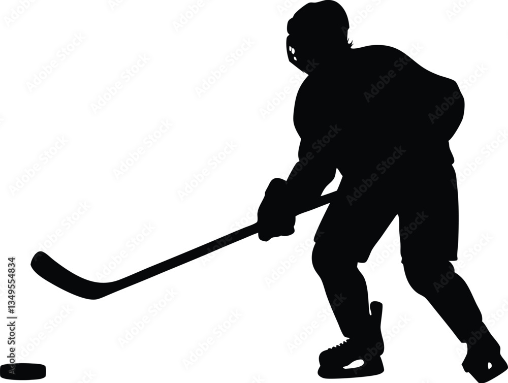 Hockey player silhouette vector, Skating ice hockey player black silhouette Hockey player silhouette vector, Skating ice hockey player black silhouette