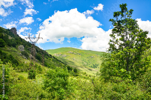 power line in Meghradzor river valley in Giladzor locality (Kotayk province, Armenia)