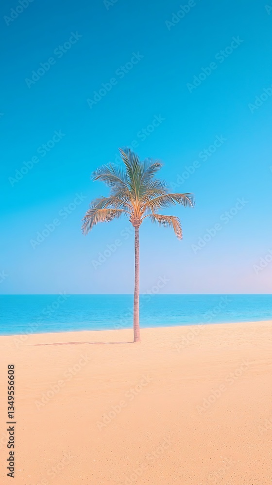 Lone Palm with Sandy Beach, and Ocean View. Lone Palm with Sandy Beach, and Ocean View.
