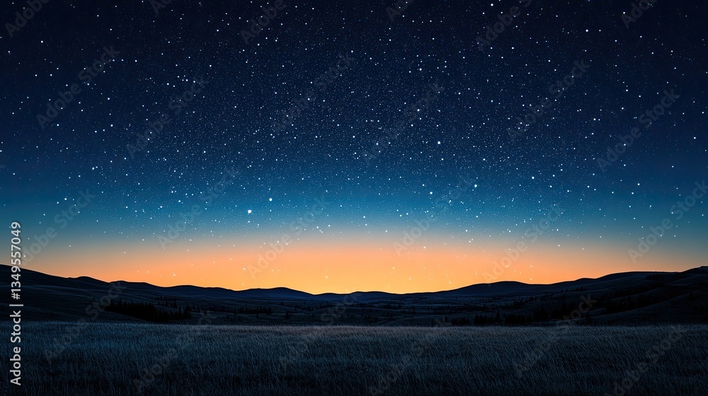 Fototapeta premium Starry Night Over Prairie Landscape