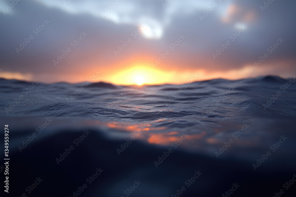 Obraz premium Stunning sunset over the ocean. Close-up view of the water's surface