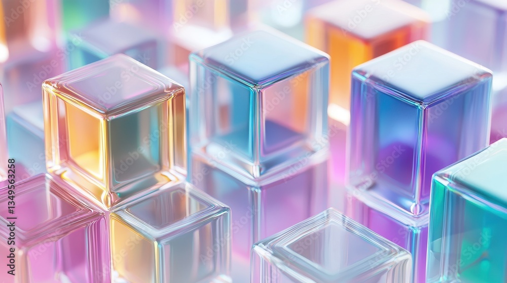 Iridescent Glass Cubes: A Study in Light, Color, and Geometric Form Iridescent Glass Cubes: A Study in Light, Color, and Geometric Form