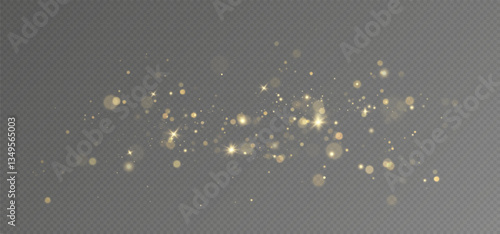 Christmas Bokeh Lights.bokeh is the soft, pleasing out of focus effect from a lens.Defocused gold particles glitter on a transparent background.	