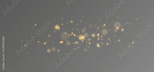 Christmas Bokeh Lights.bokeh is the soft, pleasing out of focus effect from a lens.Defocused gold particles glitter on a transparent background.	