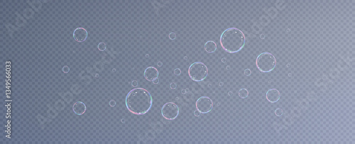 Realistic soap bubbles.Flying bubbles on a transparent background.	