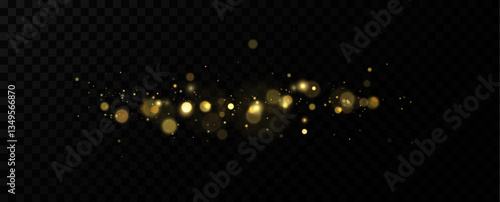 Christmas Bokeh Lights.bokeh is the soft, pleasing out of focus effect from a lens.Defocused gold particles glitter on a transparent background.	