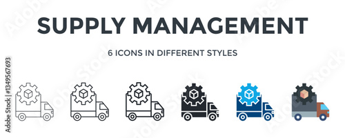 Supply Management Icon In Different Style Vector Illustration. Designed In Thin Line, Regular Line, Bold Line, Glyph, Color Fill, And Flat Style Can Be Used For Web