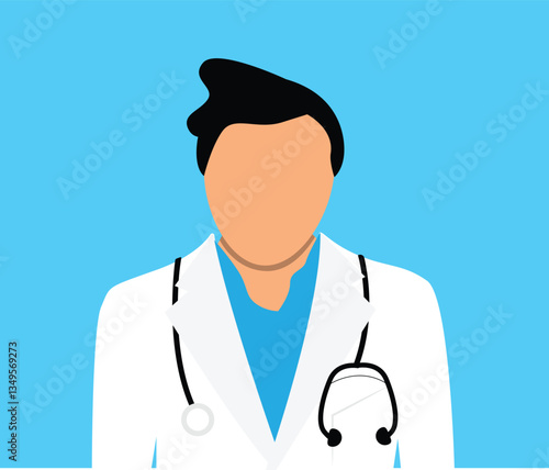 Bust of Doctor with Stethoscope. Health care and medicine vector art, people and profession