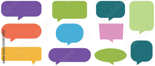 Speech bubble balloon Icon colorful dialogue set vector. Talk bubble. Communication Symbol. Message Logo.  Cartoon Sign.  Isolated.  Variations.