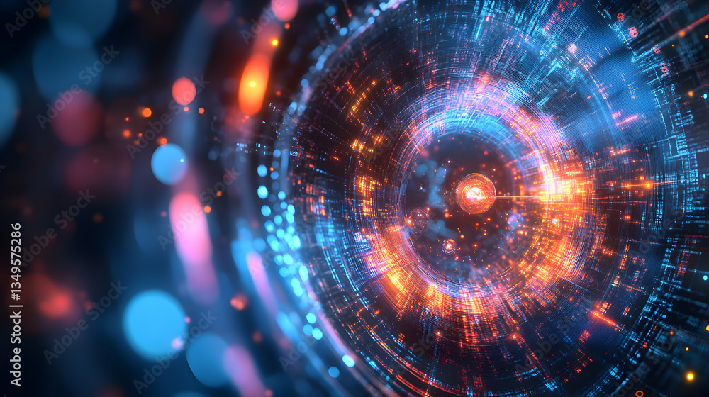 Enigmatic digital sphere with swirling vibrant bokeh and intricate circuit patterns Enigmatic digital sphere with swirling vibrant bokeh and intricate circuit patterns