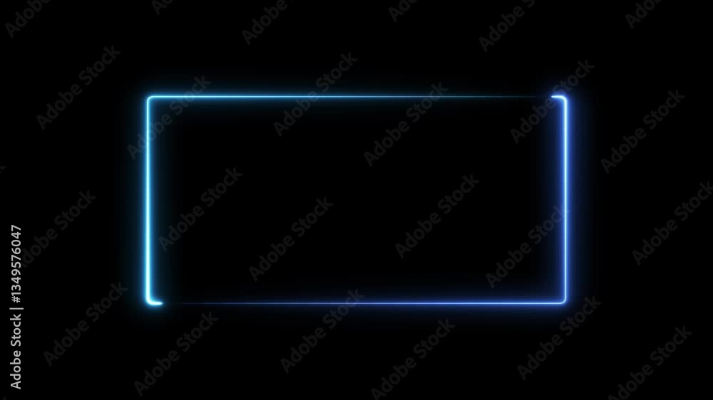 Neon Rectangle Frame Animation. Neon Glowing Border Line, seamless loop. Neon Rectangle Frame Animation. Neon Glowing Border Line, seamless loop.