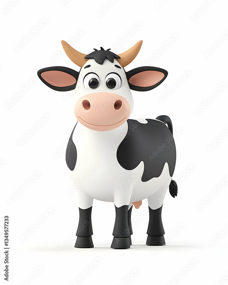 Adorable cartoon cow, black and white, smiling, isolated on white Adorable cartoon cow, black and white, smiling, isolated on white