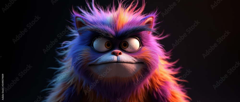 The Joyful Face of a Furry Beast with Vibrant Pinkish-Gray Fur The Joyful Face of a Furry Beast with Vibrant Pinkish-Gray Fur