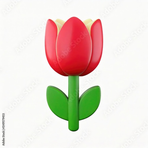 Red Tulip: A Simple 3D Rendered Floral Illustration