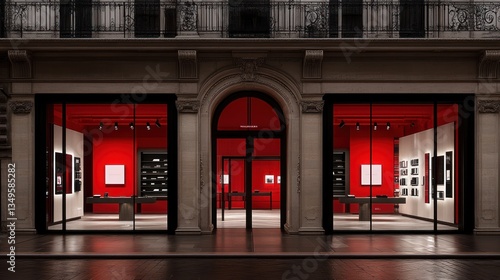 A storefront exterior displays an architectural and artistic retail space