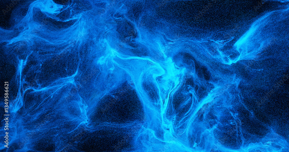 Fototapeta premium Ethereal blue particle wisps. Abstract background with dispersed, glowing particles. Atmospheric and fluid.... 3D render