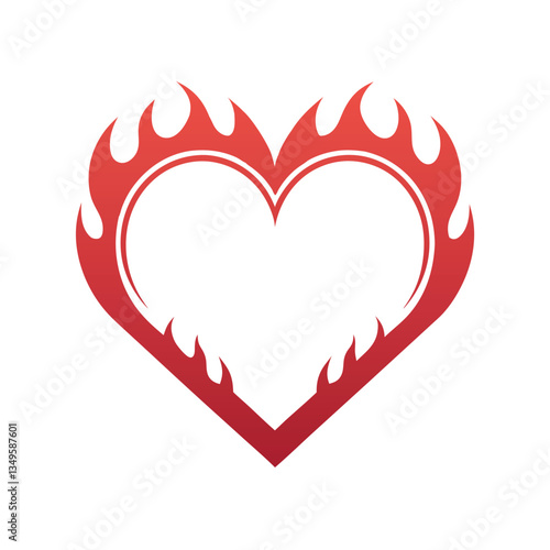 Heart with Flames Vector Design.