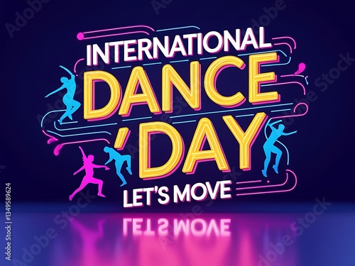 A colorful graphic promoting international dance day celebration events