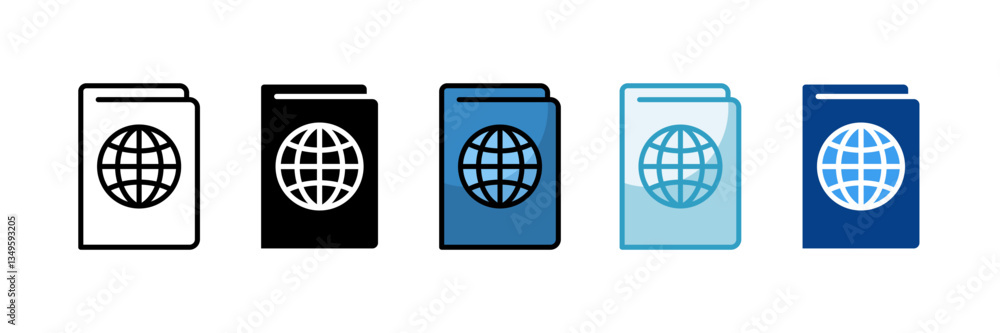 Fototapeta premium Passport Icon Set Multiple Style Collection