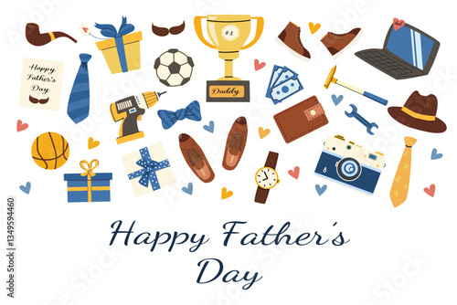 Happy father's day gift and celebration items for a special occasion.