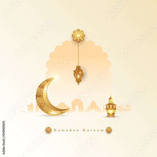 Holy Ramadan Kareem moon. Month of fasting for Muslims. vector illustration