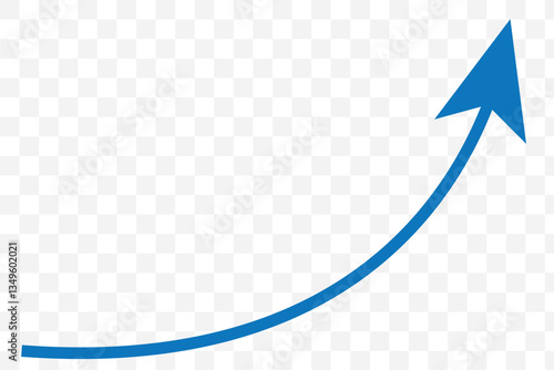 blue arrow icon curved upwards  .  blue curve arrow icon . long arrow icon . curve arrow vector illustration. 