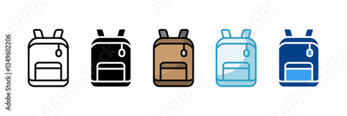 Backpack  Icon Set Multiple Style Collection
