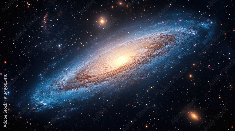 Fototapeta premium Spiral galaxy in deep space; cosmic vastness