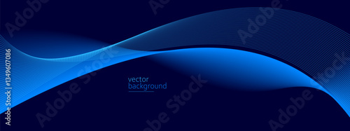 Smooth flow of wavy shape with gradient vector abstract background, dark blue design curve line energy motion, relaxing music sound or technology.