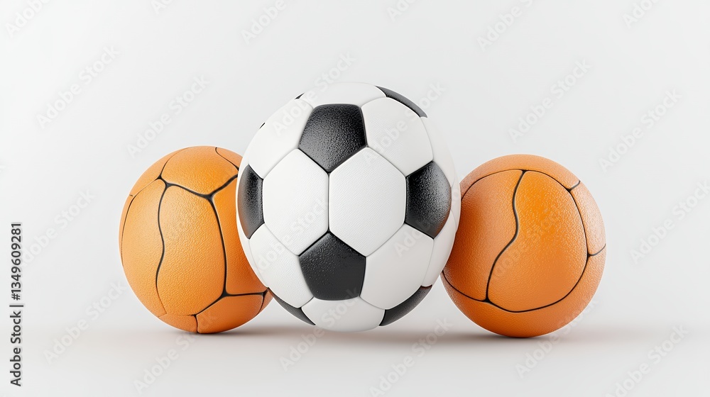 Snowy Textured Soccer and Basketball Balls on White Background Snowy Textured Soccer and Basketball Balls on White Background