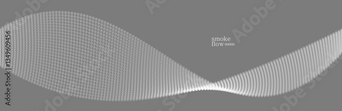 Vector abstract background with wave of flowing particles, smoke flowing grey design, smooth and soft relaxing image.