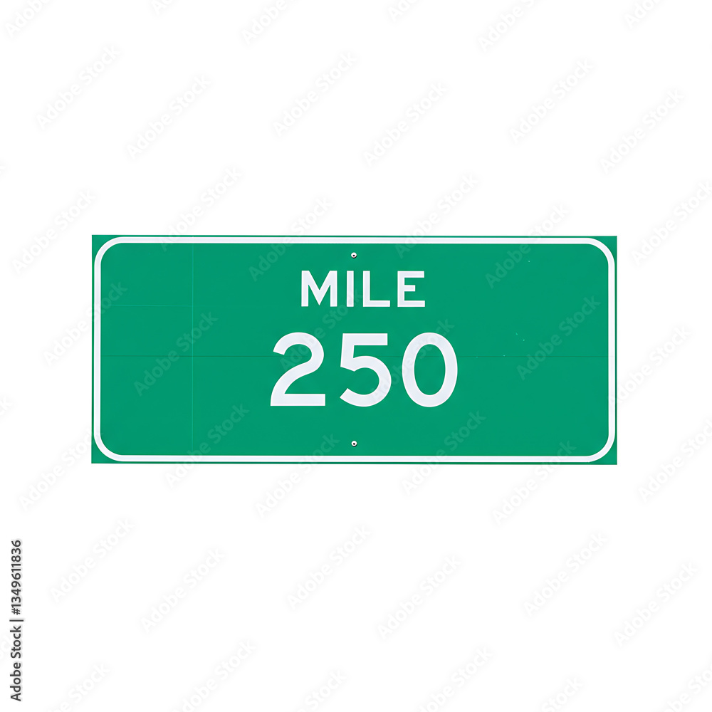 Mile 250 Green Road Sign for Highway Distance Marking Mile 250 Green Road Sign for Highway Distance Marking